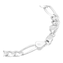 Pulsera Plata 925 Santa Muerte Zirconias Cadena Figaro para Hombre - Imagen 5