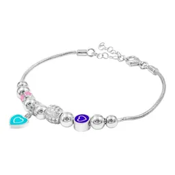 Pulsera Plata 925 Cadena Serpiente Charms Corazones Zirconia Ajustable - Imagen 1