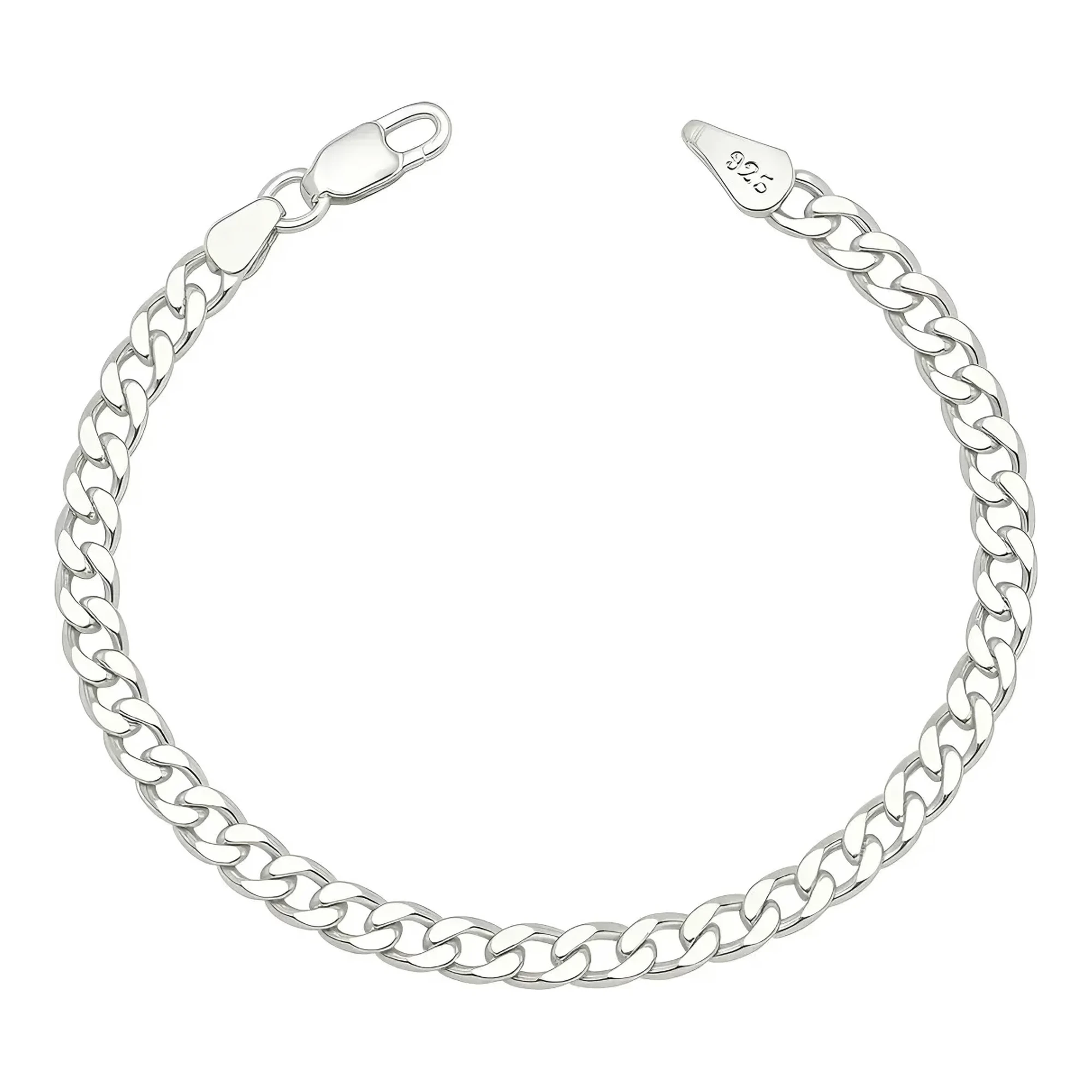 Pulsera de plata .925 para hombre esclava, tejido cubano barbada, pulsera de cadena masculina, accesorio de plata con carácte