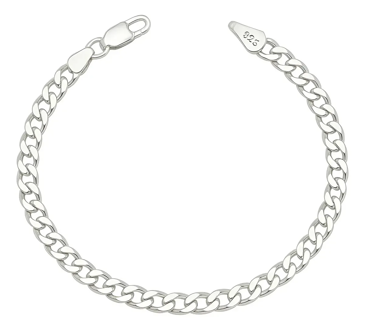 Pulsera de plata .925 para hombre esclava, tejido cubano barbada, pulsera de cadena masculina, accesorio de plata con carácte