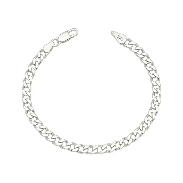 Pulsera Esclava Plata 925 Tejido Cubana Barbada para Hombre 18cm - Imagen 1