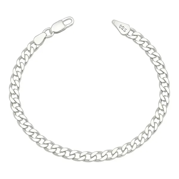 Pulsera Esclava Plata 925 Tejido Cubana Barbada para Hombre 18cm - Imagen 1