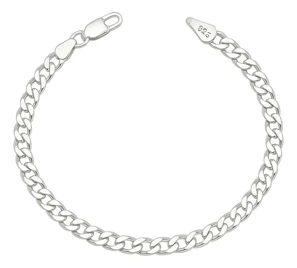 Pulsera Esclava Plata 925 Tejido Cubana Barbada para Hombre 18cm - Imagen 1