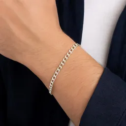 Pulsera Esclava Plata 925 Tejido Cubana Barbada para Hombre 18cm - Imagen 2