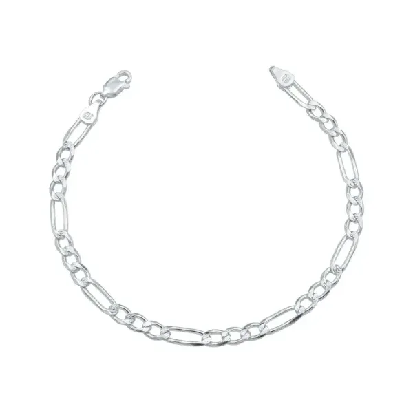 Pulsera Esclava Plata .925 Tejido Figaro 3x1 Diamantada para Hombre - Imagen 1