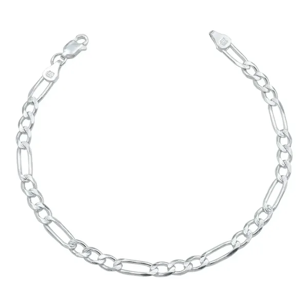Pulsera Esclava Plata .925 Tejido Figaro 3x1 Diamantada para Hombre - Imagen 1