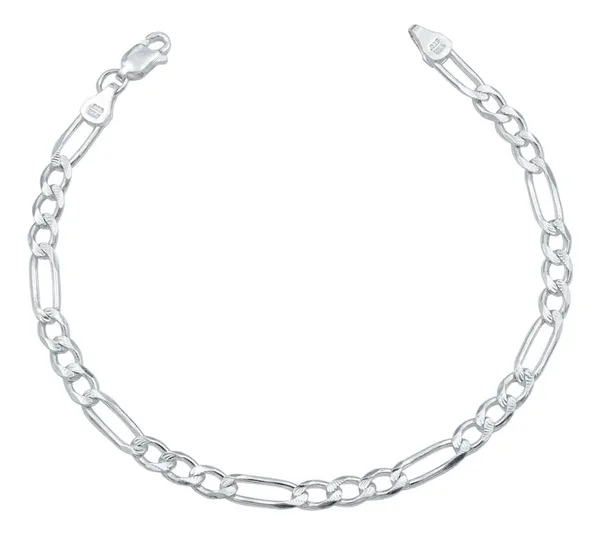 Pulsera Esclava Plata .925 Tejido Figaro 3x1 Diamantada para Hombre - Imagen 1