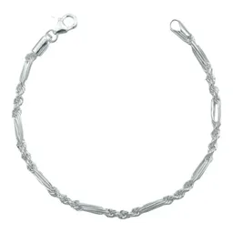 Pulsera Plata 925 Tejido Torsal y Figaro para Hombre - Imagen 1