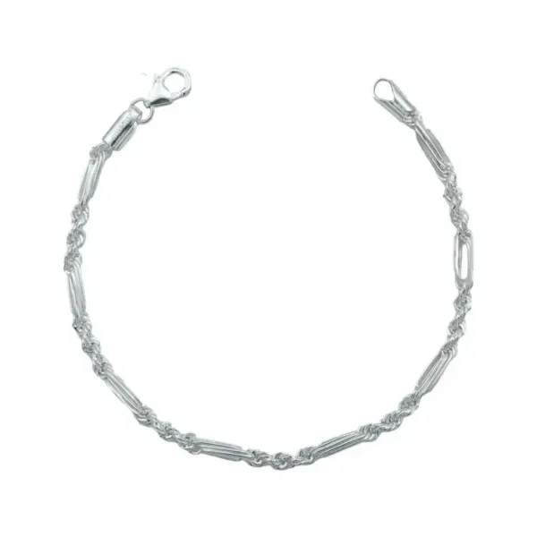Pulsera Plata 925 Tejido Torsal y Figaro para Hombre - Imagen 1