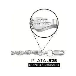 Pulsera Plata 925 Tejido Torzal para Hombre 21cm - Imagen 3