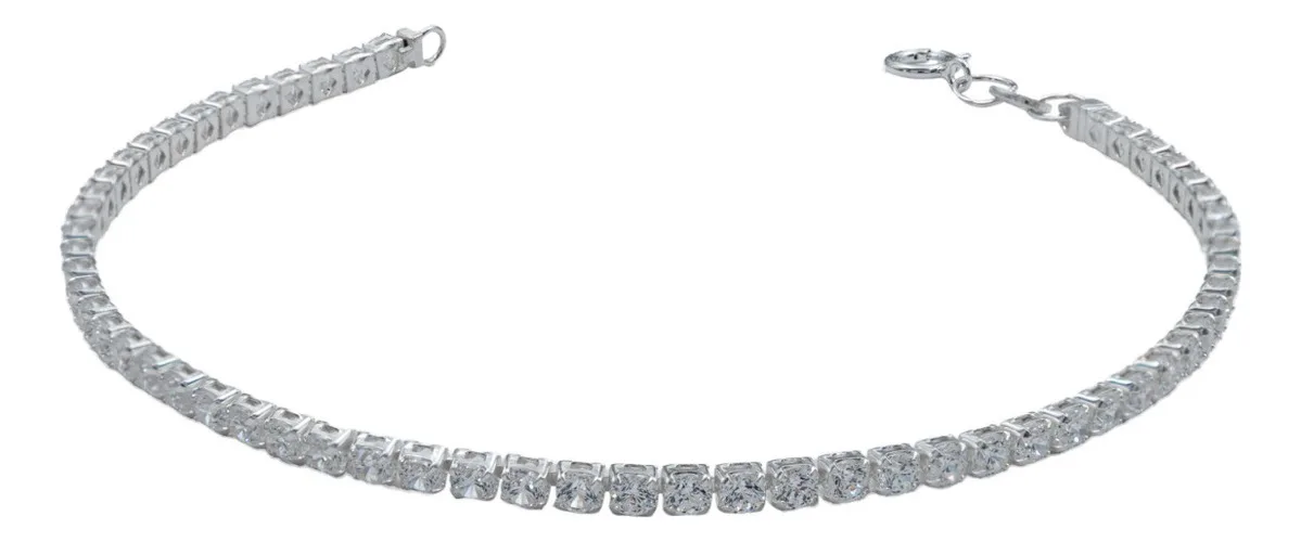 Pulsera de plata .925 blanco zirconia ajustable broche caja — Joyaris