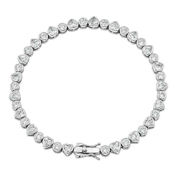 Pulsera tenis de corazones en plata italiana .925 rodizada con zirconia blanca de 18 cm - Joyaris