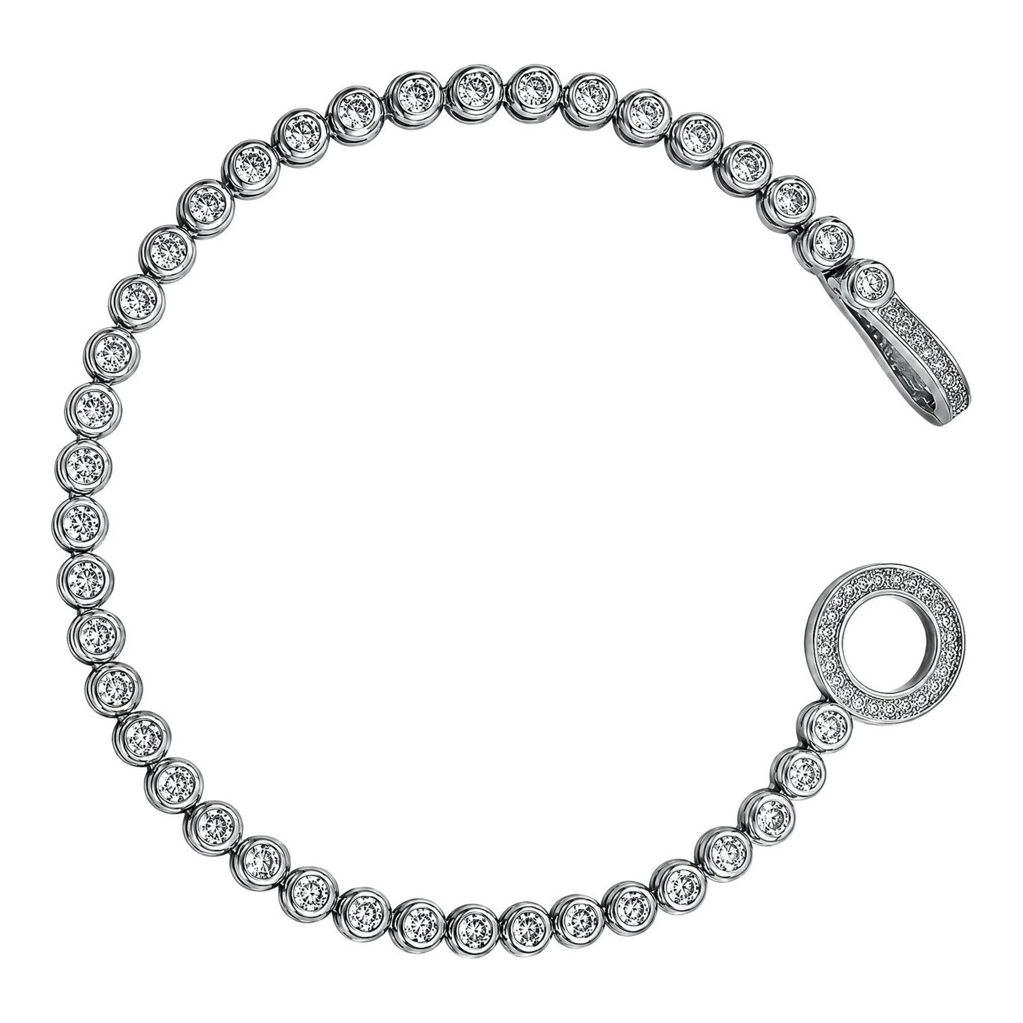 Pulsera tenis de plata ley .925 con zirconias de 3 mm y broche circular - Joyaris joyería fina mexicana
