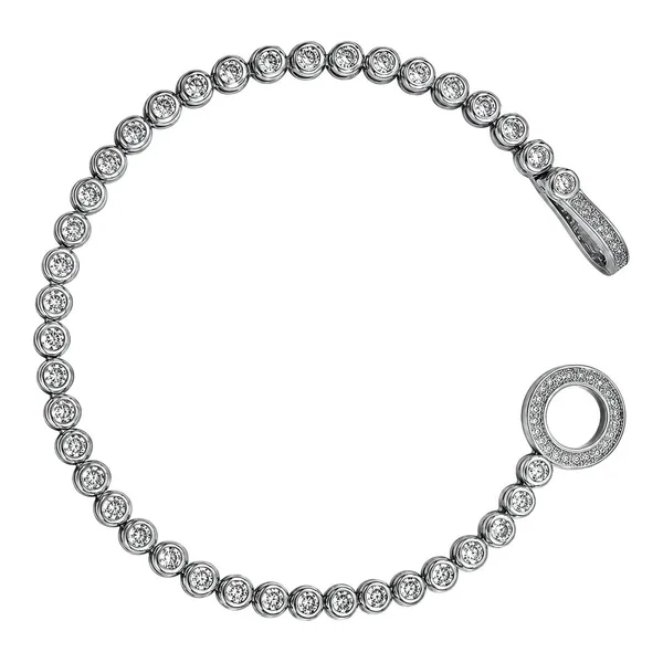 Pulsera tenis de plata ley .925 con zirconias de 3 mm y broche circular - Joyaris joyería fina mexicana