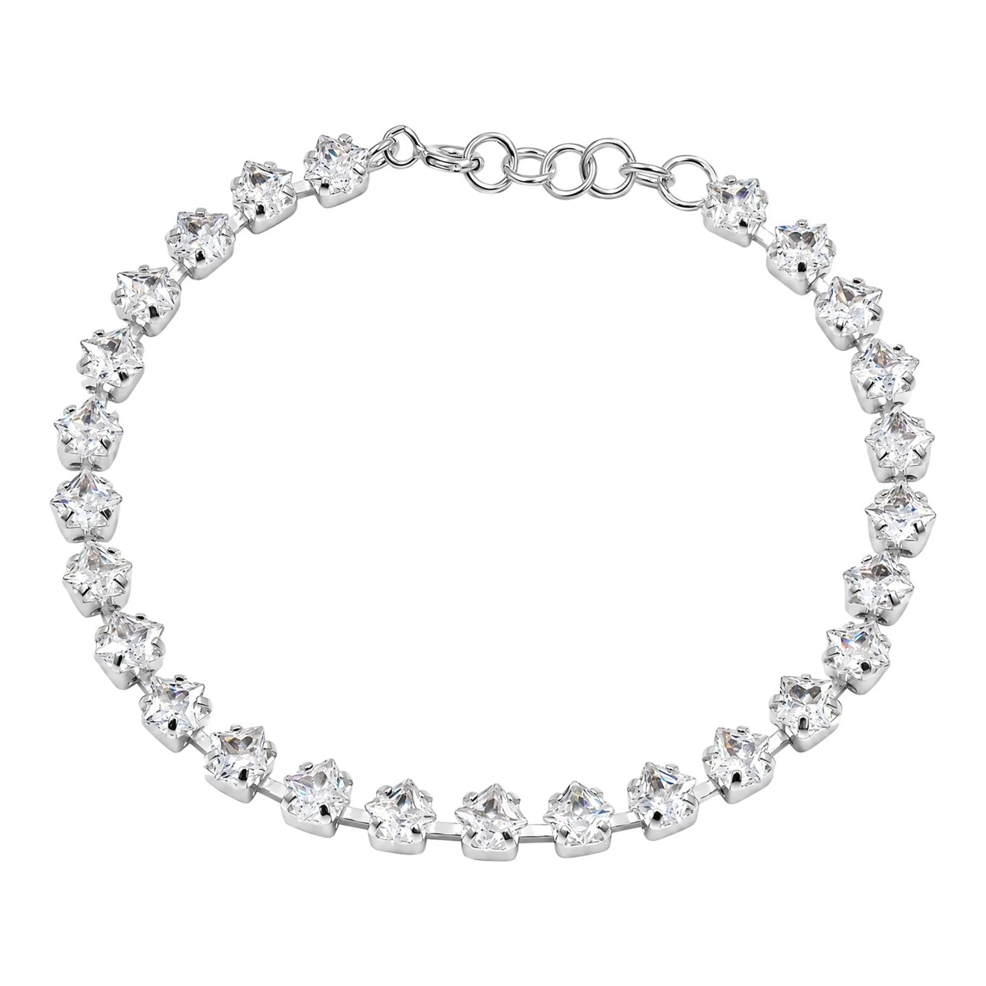 Pulsera tenis rombo de Plata .925 con zirconia blanca ajustable de 18 cm y 5 mm - Joyaris joyería mexicana