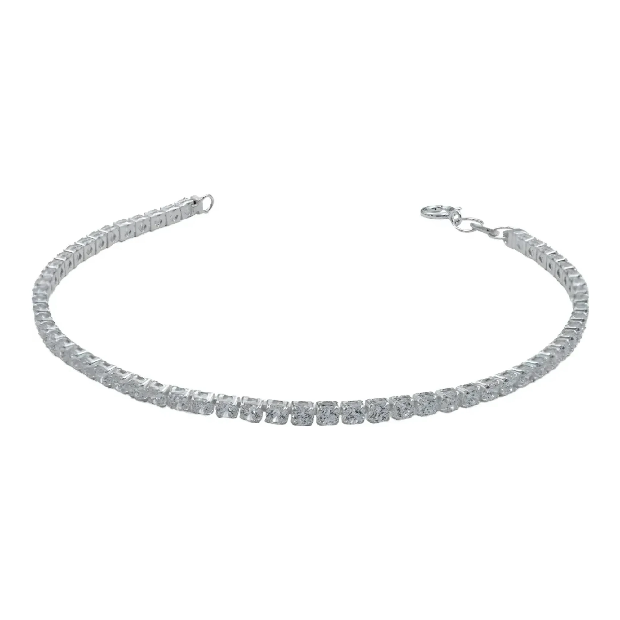 Pulsera Plata .925 Tenis con Zirconia Blanca brillante de 21cm. Joyería de plata elegante y versátil para mujer, ideal como p