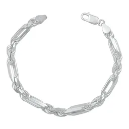 Pulsera Plata 925 Torsal Figaro Gruesa Estilo Italiano para Hombre - Imagen 1