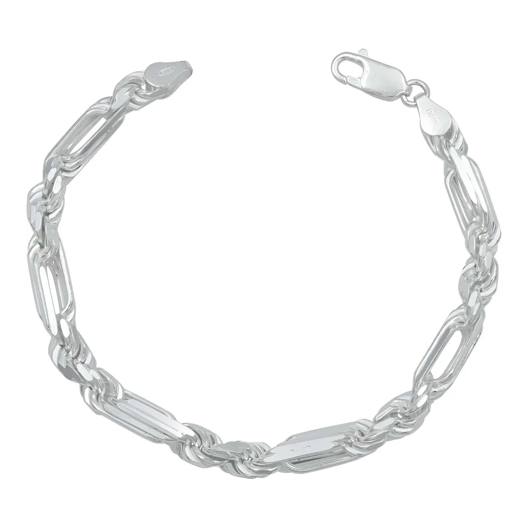 Pulsera Plata 925 Torsal Figaro Gruesa para Hombre estilo italiano - Joyaris joyería