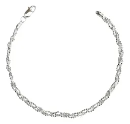 Pulsera Plata 925 Torzal con Bolitas para Mujer 18cm - Imagen 1