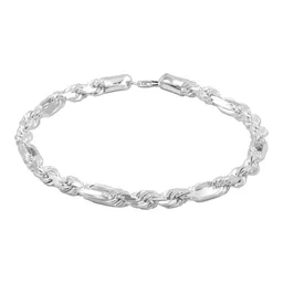 Pulsera Plata 925 Cadena Torzal Fígaro para Hombre 22cm - Imagen 2