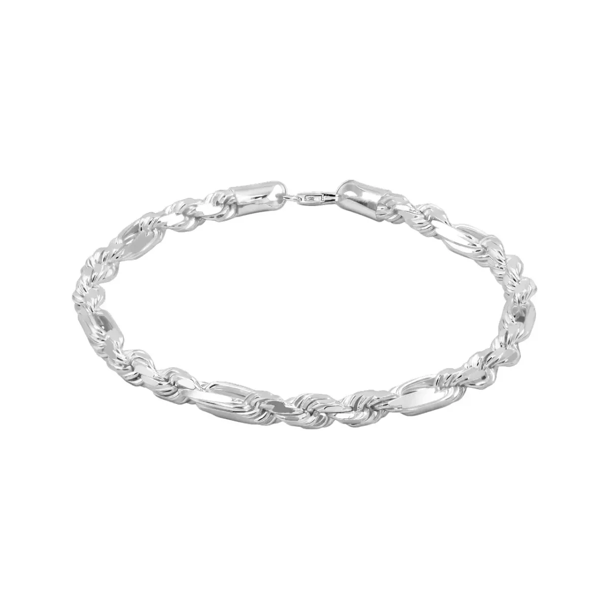 Pulsera Esclava Plata 925 Torzal Fígaro para Hombre - Imagen 2