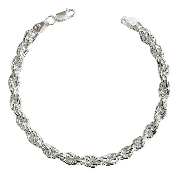 Pulsera de plata .925 plateado torzal gruesa para hombre broche perico — Joyaris