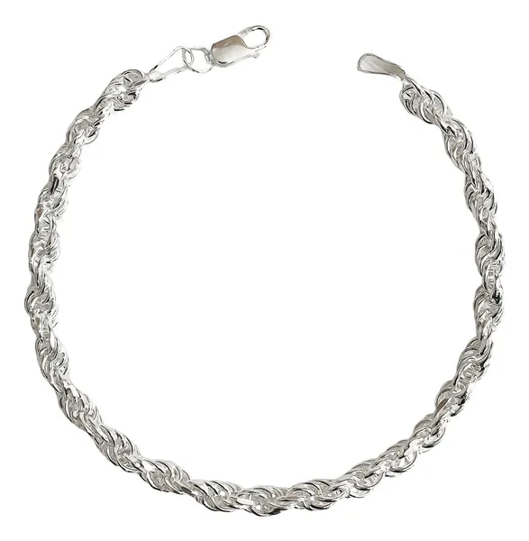 Pulsera de plata .925 plateado torzal gruesa para hombre broche perico — Joyaris