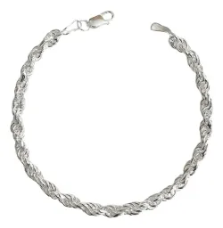 Pulsera Plata 925 Torzal Gruesa Hombre Tejido Artesanal 22 cm - Imagen 1