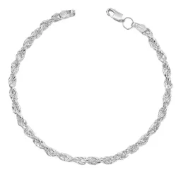 Pulsera Plata 925 Torzal Tejida para Hombre 19cm - Imagen 1