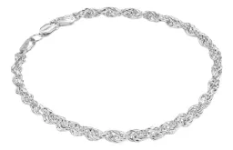 Pulsera Plata 925 Torzal Tejida para Hombre 19cm - Imagen 2