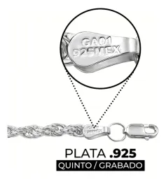 Pulsera Plata 925 Torzal Tejida para Hombre 19cm - Imagen 3