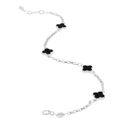 Pulsera Plata 925 Trébol Ajustable con Cordón Negro 20 cm - Imagen 2