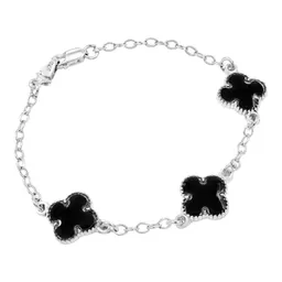 Pulsera Plata .925 con Dijes Trébol y Ancla Esmalte Negro - Imagen 2
