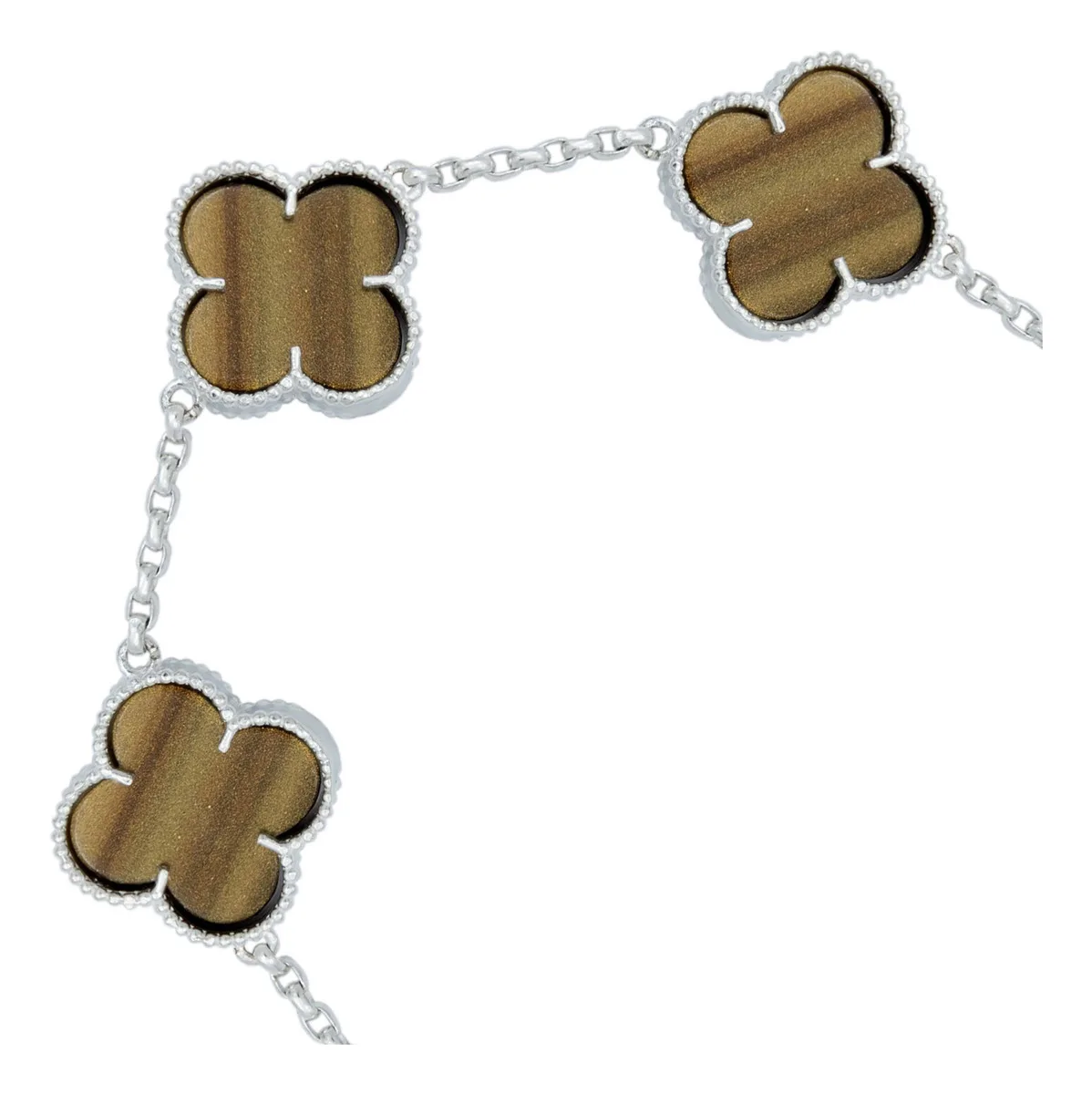 Pulsera de plata .925 cafe trebol esmaltado broche perico — Joyaris