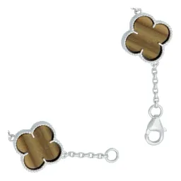 Pulsera Plata 925 para Hombre Trébol Esmalte Café 19cm - Imagen 3