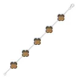 Pulsera Plata 925 para Hombre Trébol Esmalte Café 19cm - Imagen 4