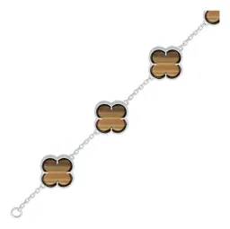 Pulsera Plata 925 para Hombre Trébol Esmalte Café 19cm - Imagen 5