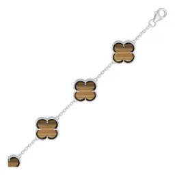 Pulsera Plata 925 para Hombre Trébol Esmalte Café 19cm - Imagen 6