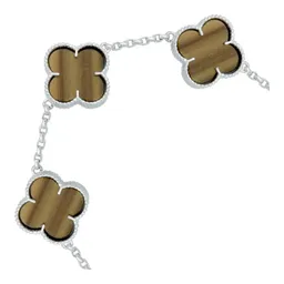 Pulsera Plata 925 para Hombre Trébol Esmalte Café 19cm - Imagen 2
