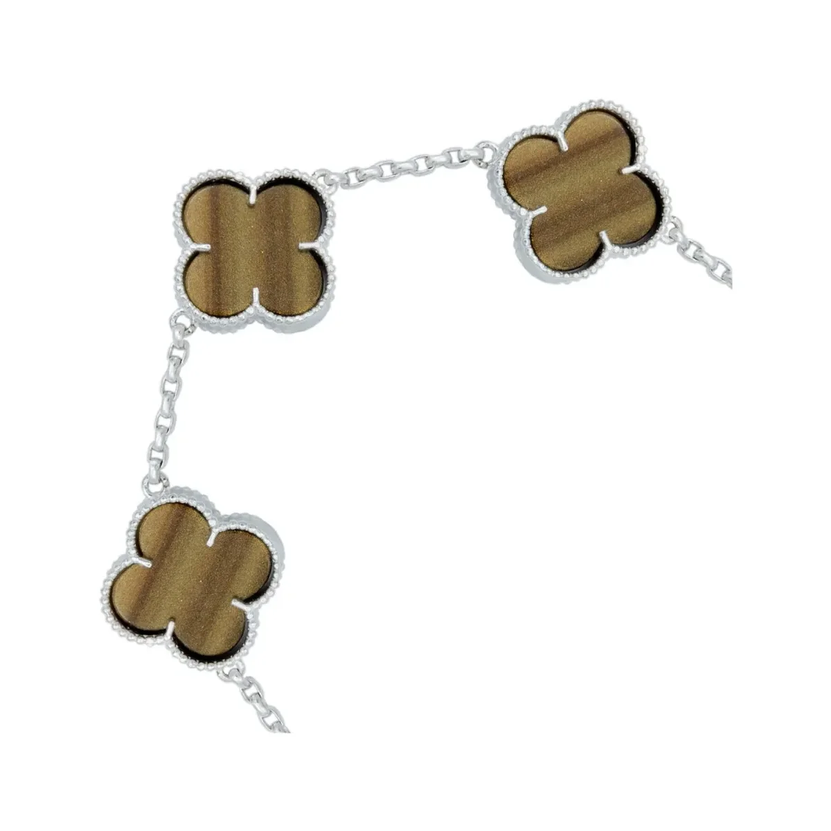 Pulsera Plata 925 para Hombre Trébol Esmalte Café 19cm - Imagen 2