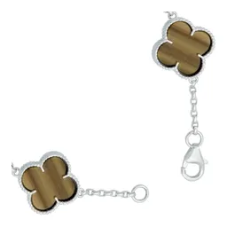Pulsera Plata 925 para Hombre Trébol Esmalte Café 19cm - Imagen 3