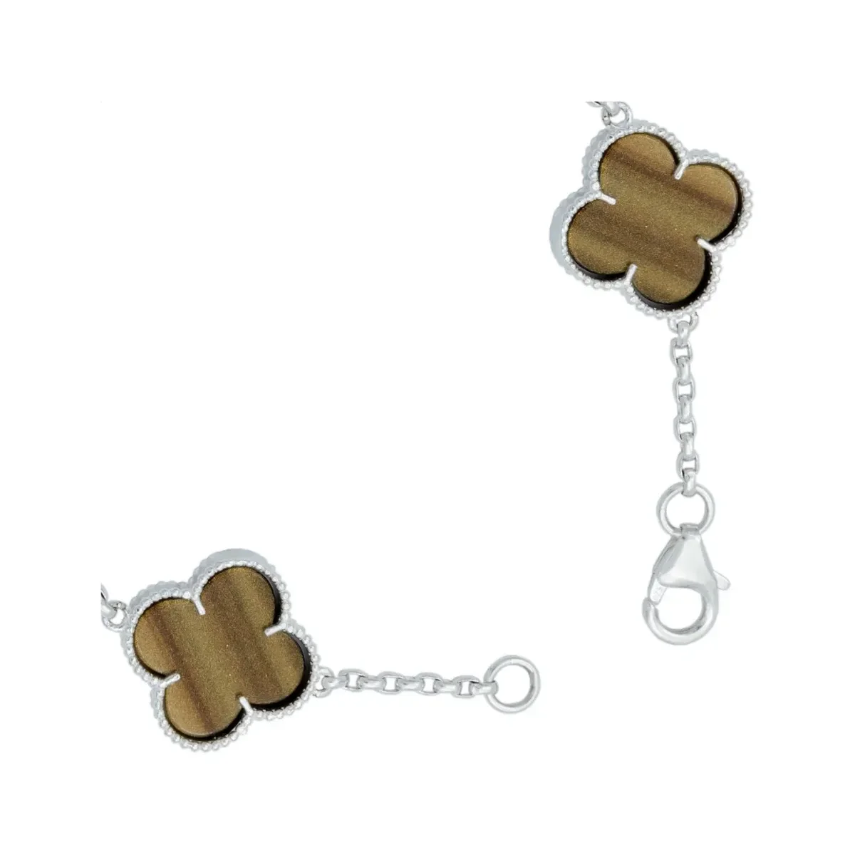 Pulsera Plata 925 para Hombre Trébol Esmalte Café 19cm - Imagen 3