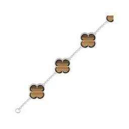 Pulsera Plata 925 para Hombre Trébol Esmalte Café 19cm - Imagen 5