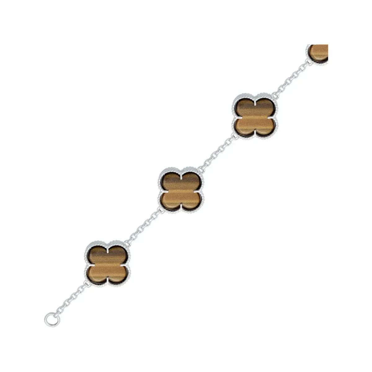 Pulsera Plata 925 para Hombre Trébol Esmalte Café 19cm - Imagen 5