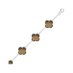Pulsera Plata 925 para Hombre Trébol Esmalte Café 19cm - Imagen 6