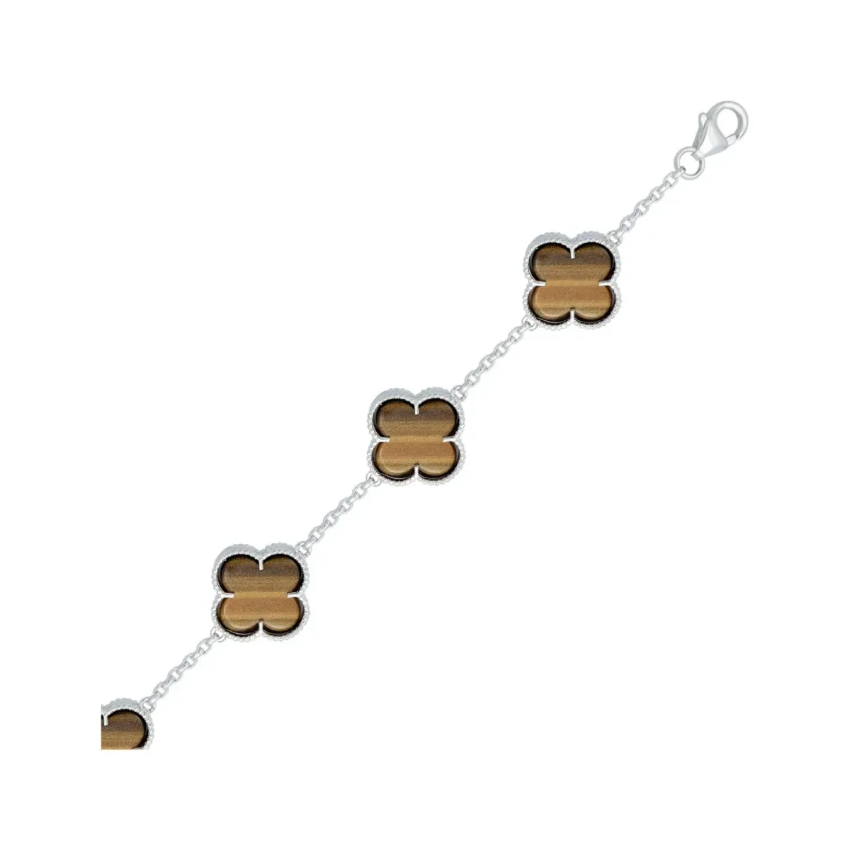 Pulsera Plata 925 para Hombre Trébol Esmalte Café 19cm - Imagen 6