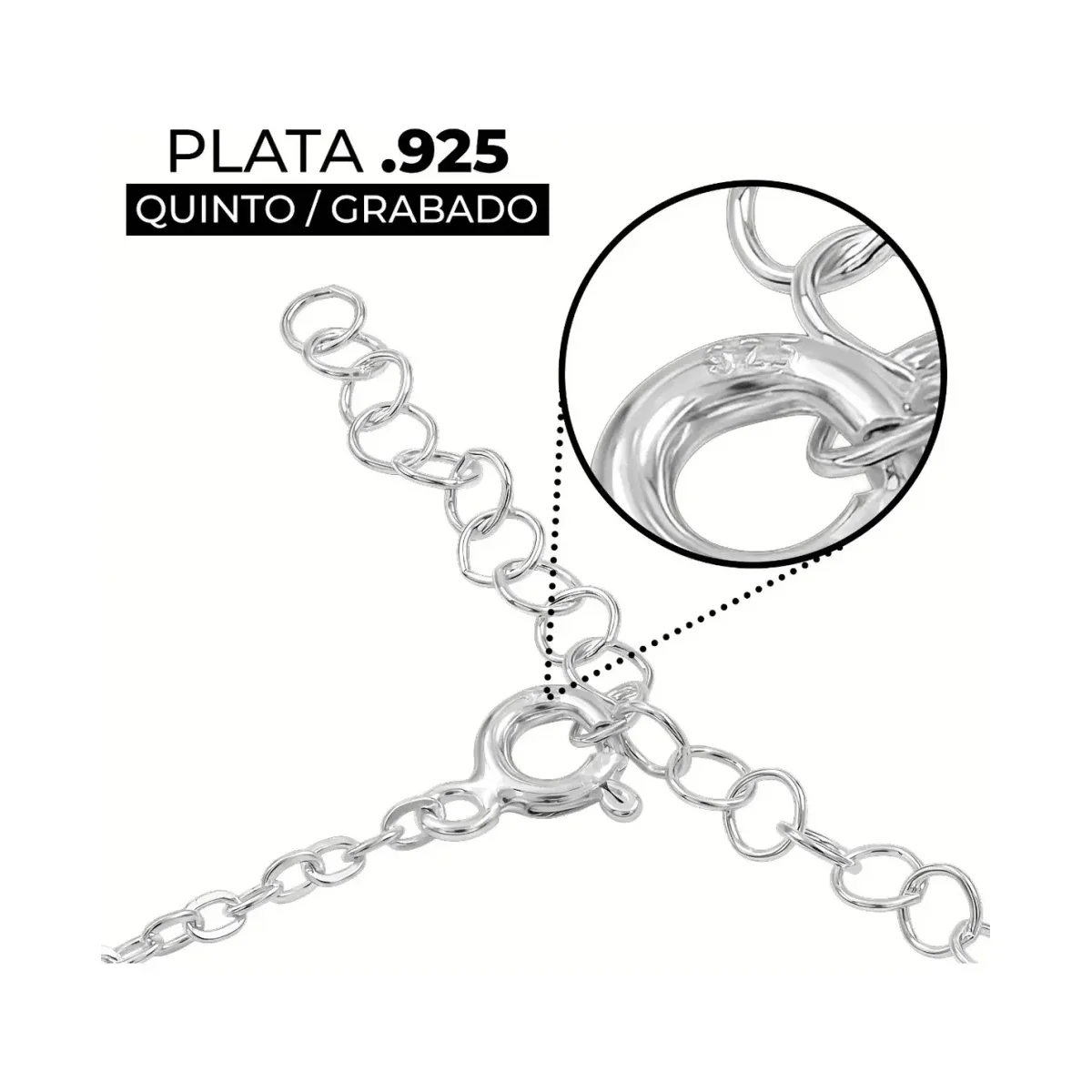 Pulsera Plata 925 con Dije Trébol Zirconia Negra y Blanca - Imagen 4