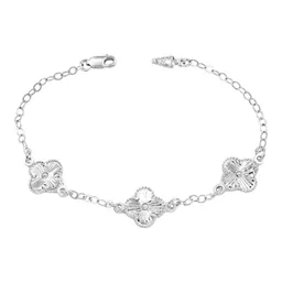 Pulsera Plata 925 Tréboles Facetados Cadena Barbada - Imagen 1