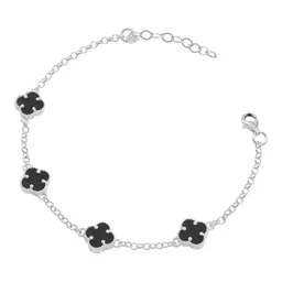 Pulsera Plata 925 Tréboles Negros Ajustable Amuleto Suerte - Imagen 1
