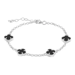 Pulsera Plata 925 Tréboles Negros Ajustable Amuleto Suerte - Imagen 2